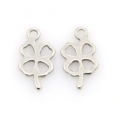Otel inoxidabil - Charm trifoi din otel inoxidabil 304, 12x7 mm- 1 bucata