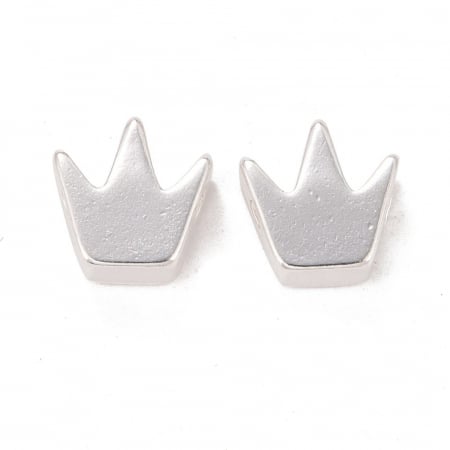 Charm, Pandant, Conector - Charm coronita, margele cu design coroana, din alama placata cu argint 925, 8 X8 mm, 1 buc