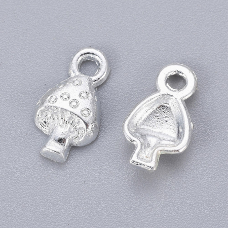 Charm, Pandant, Conector - Charm ciupercuta, ciuperca argintie 13X8 mm- 1 bucata
