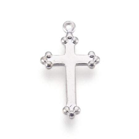 Charm, Pandant, Conector - Charm cruce, cruciulita, din aliaj argintiu antichizat, 17,5X10 mm- 1 bucata