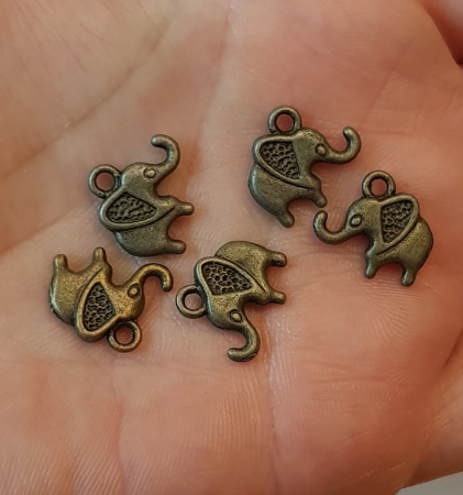 Charm - Charm elefant, culoarea bronzului antichizat - 15 mm - 1 bucata