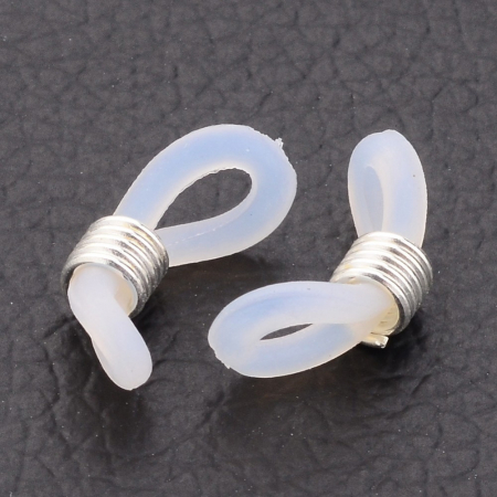 Diverse - Accesoriu ochelari, pentru lant de ochelari, silicon alb transparent cu arc argintiu, 19X4 mm, 1 buc
