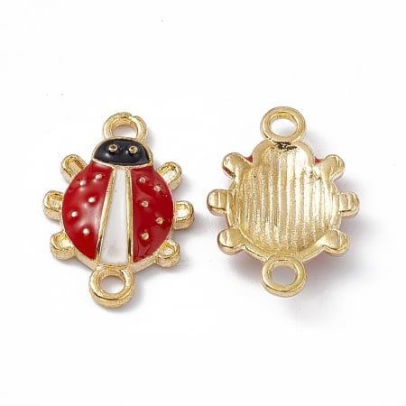 Charm emailat buburuza, metal auriu, 17.5X12.5 mm, 1 buc [1]