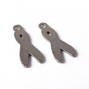Charm emailat, fundita roz, cancer awareness, funda, argintiu antichizat, 19X 8 mm, 1 buc [3]