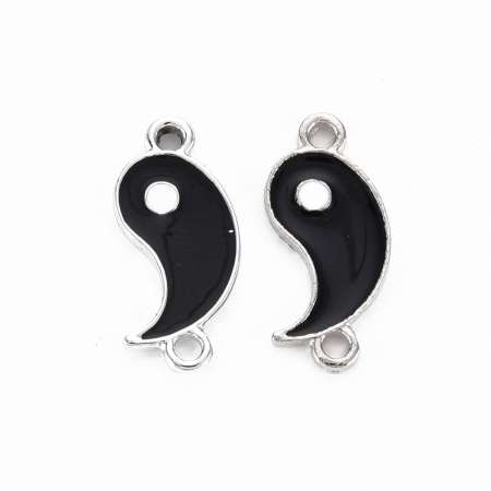 Conector FengShui alb si negru, argintiu antichizat, set de 2, 22X10 mm [2]