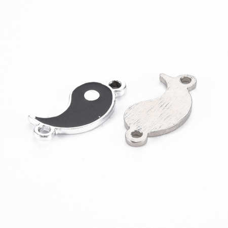Conector FengShui alb si negru, argintiu antichizat, set de 2, 22X10 mm [1]