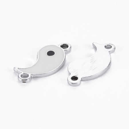 Conector FengShui alb si negru, argintiu antichizat, set de 2, 22X10 mm [4]