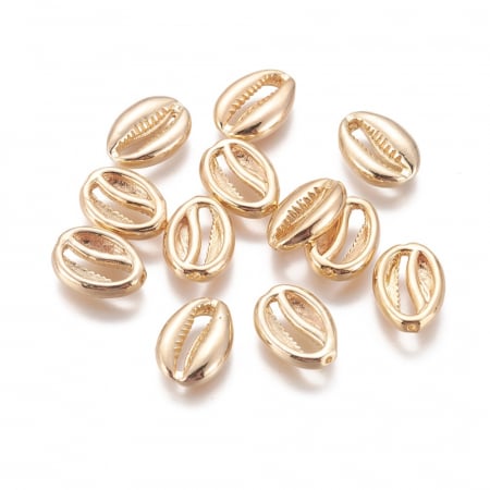 Conector charm scoica cowrie shell,  alama placata cu aur [1]