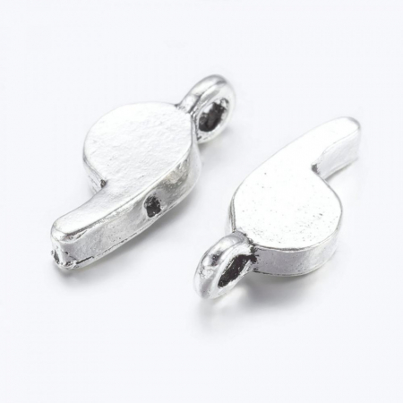 Charm, Pandant, Conector - Charm fluier, argintiu antichizat, 10X4,5 mm, 1 buc