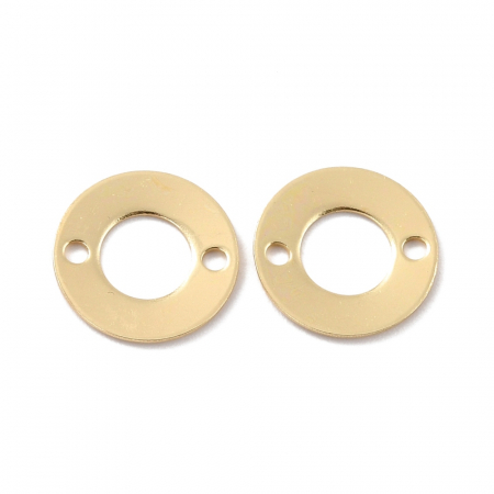 Margele cu design - Conector banut gaurit din alama placata cu aur de 18K, 12 X 0.8 mm, 1 buc