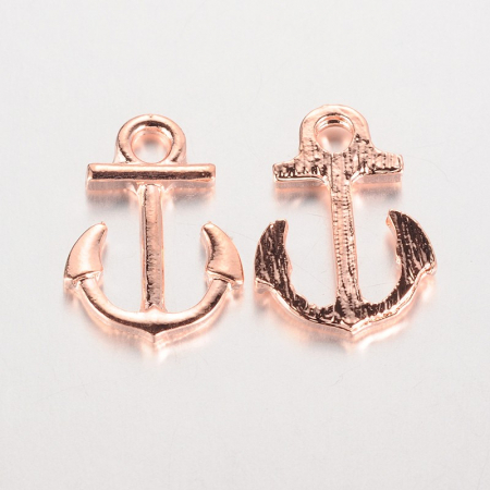 Charm, Pandant, Conector - Charm ancora din alama placata cu roz