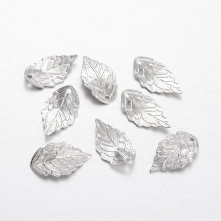 Charm, Pandant, Conector - Charm, frunza filigranata, alama culoarea argintiu antichizat, 16X10 mm, 1 buc
