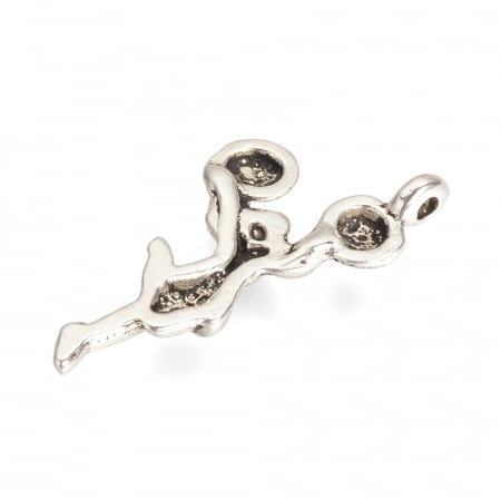 Charm cheerleader, sport, gimnastica, argintiu antichizat - 29x14 mm [1]