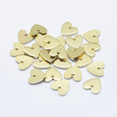 Charm, Pandant, Conector - Charm inimioara alama placata cu aur, 8X8 mm, 1 buc