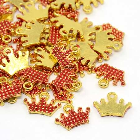 Charm coronita emailat rosu [1]