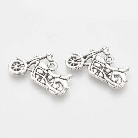 Charm - Charm motocicleta argintiu antichizat, 24x15 mm - 1 bucata