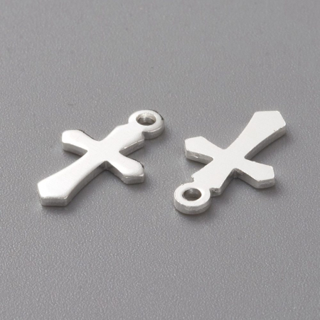 Charm cruce, cruciulita placata cu argint 925, alama, 12x7 mm- 1 bucata [1]