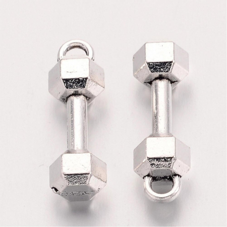 Charm, Pandant, Conector - Charm pandant gantera, argintiu antichizat, 20,5X6,5 mm, 1 buc