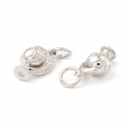 Charm pandant din alama, glob pamantesc, Tellurion, argintiu antichizat, 11x7.5 mm, 1 buc [1]
