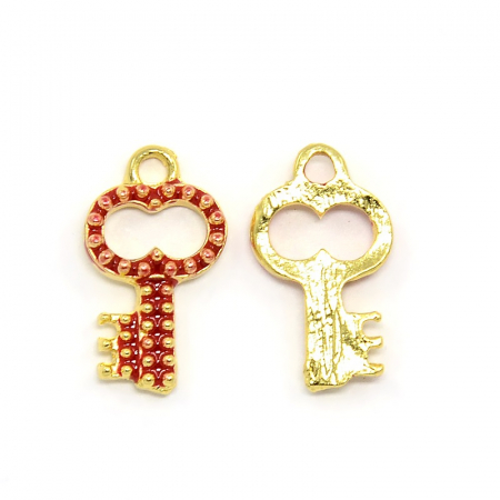 Charm, Pandant, Conector - Charm cheita emailat rosu