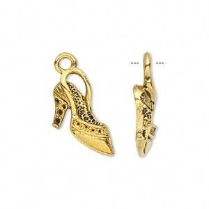 Charm, Pandant, Conector - Charm pantof, auriu antichizat - 20 mm - 1 bucata