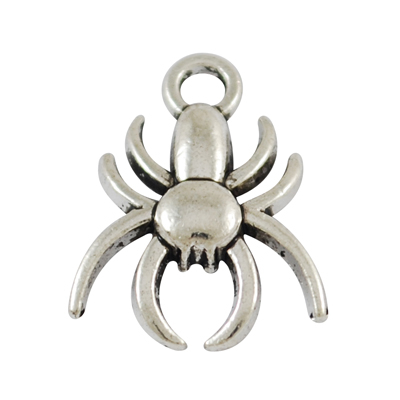 Charm, Pandant, Conector - Charm paianjen argintiu antichizat - 16X13 mm - 1 bucata