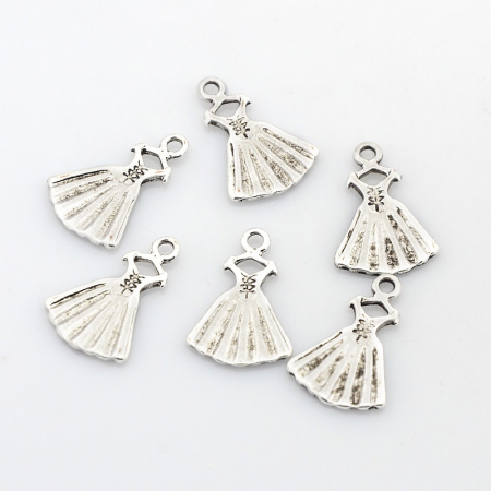 Charm, Pandant, Conector - Charm rochie argintiu antichizat