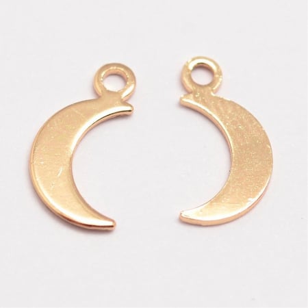 Charm, Pandant, Conector - Charm semiluna din alama placata cu aur, 10,5X 5,5 mm