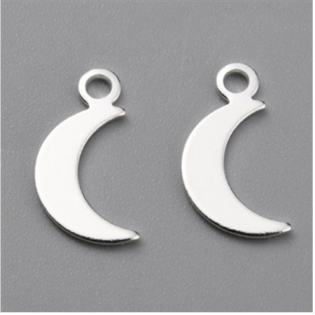 Charm semiluna din alama placata cu argint, 10,5X 5,5 mm [1]