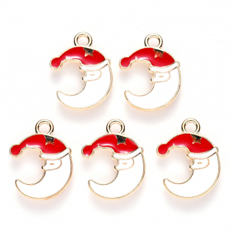 Charm craciun, emailat auriu semiluna - 20X16mm - 1 bucata [1]