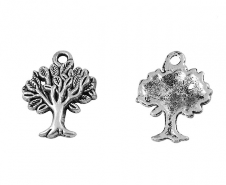 Charm, Pandant, Conector - Charm, pomul vietii, argintiu antichizat - 22 mm - 1 bucata