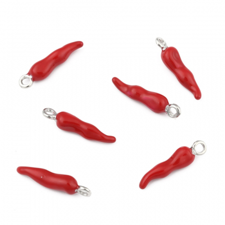 Charm ardei chilli rosu argintiu antichizat [4]