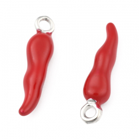 Charm - Charm ardei chilli rosu argintiu antichizat