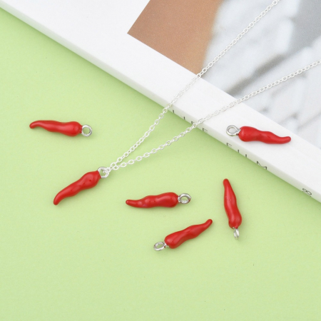 Charm ardei chilli rosu argintiu antichizat [3]
