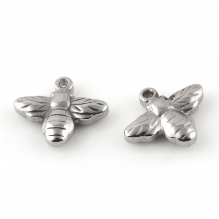 Otel inoxidabil - Charm albina din otel inoxidabil 304, 13,5x16,5 mm - 1 bucata