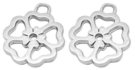 Charm, Pandant, Conector - Charm, trifoi argintiu antichizat, plastic CCB -28X24 mm - 1 bucata