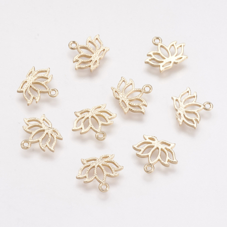 Charm, Pandant, Conector - Charm trifoi din alama placata cu aur , 11X9 mm, 1 buc