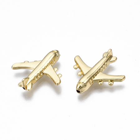 Charm - Conector Avion gaurit transversal din alama aurie 19.5X18.5 mm, 1 buc