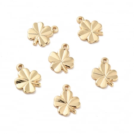 Charm trifoi din alama placata cu aur , 11X9 mm, 1 buc [1]