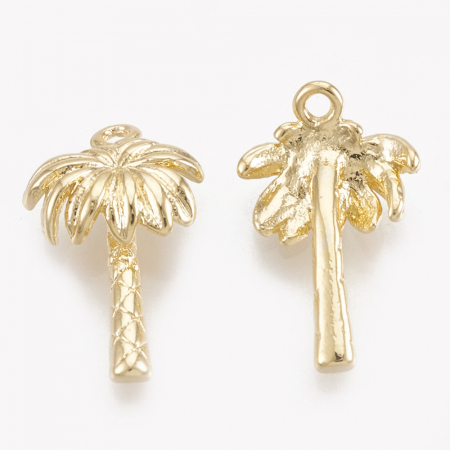 Charm, Pandant, Conector - Charm pandant palmier, alama placata cu aur