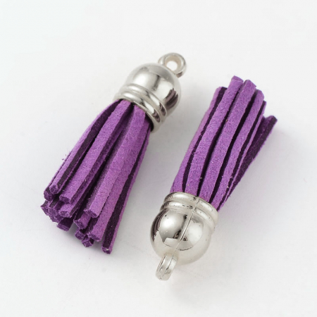 Ciucure tassel din suede culoare blue violet cu capac argintiu 38 X10 mm, 1 bucata [1]