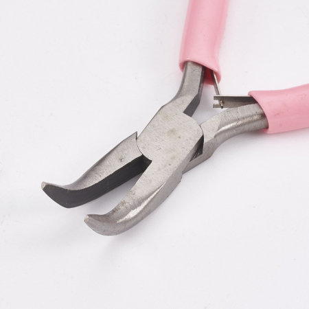 Cleste bent nose roz, cu varful indoit, pentru confectionare bijuterii handmade, 1 bucata [2]