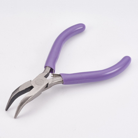 Cleste bent nose roz, cu varful indoit, pentru confectionare bijuterii handmade, 1 bucata [2]