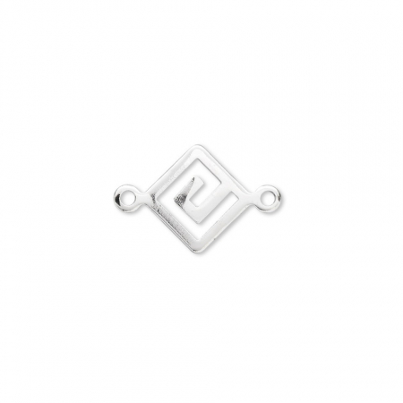 Charm, Pandant, Conector - Conector, alama placata cu argint, 12 mm, cheie greceasca, 1 buc