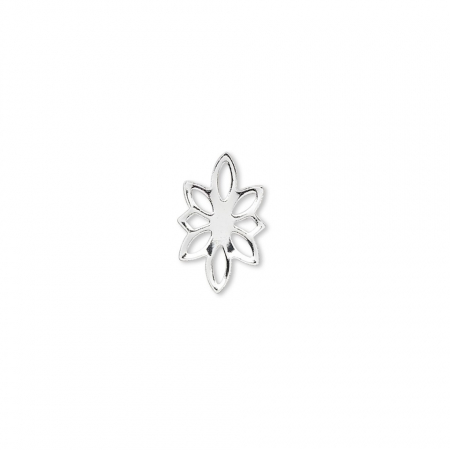 Charm, Pandant, Conector - Conector, alama placata cu argint, 14 mm, floare, 1 buc