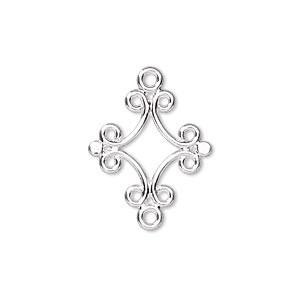 Charm, Pandant, Conector - Conector, alama placata cu argint, 18 mm, 1 buc