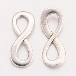 Charm, Pandant, Conector - Conector, argintiu antichizat, infinit, semnul infinitului 23 X8 mm- 1 bucata