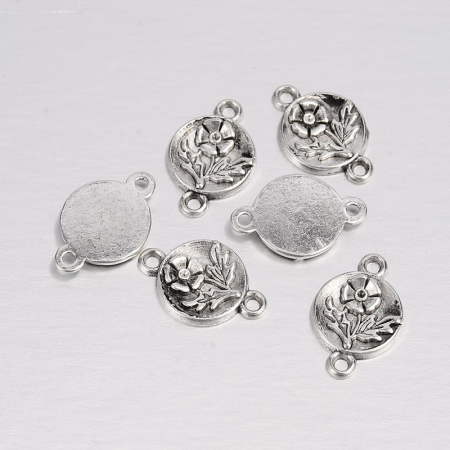 Conector - Conector floare argintiu antichizat - 17X11 mm - 1 bucata