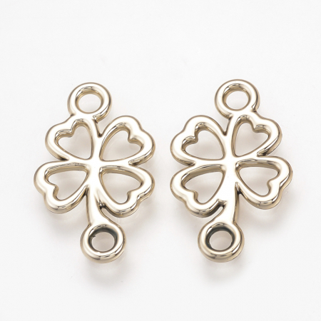 Charm, Pandant, Conector - Conector trifoi din alama aurie 20.5X12 mm, 1 buc