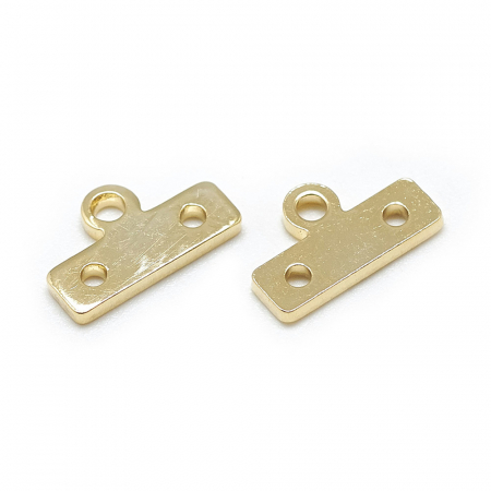 Charm, Pandant, Conector - Conector candelabru din alama placata cu aur, 13X11 mm - 1 bucata